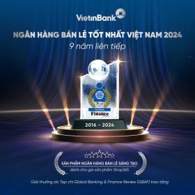  VietinBank 9 năm liên tiếp được vinh danh &apos;Ngân hàng bán lẻ tốt nhất Việt Nam&apos; 